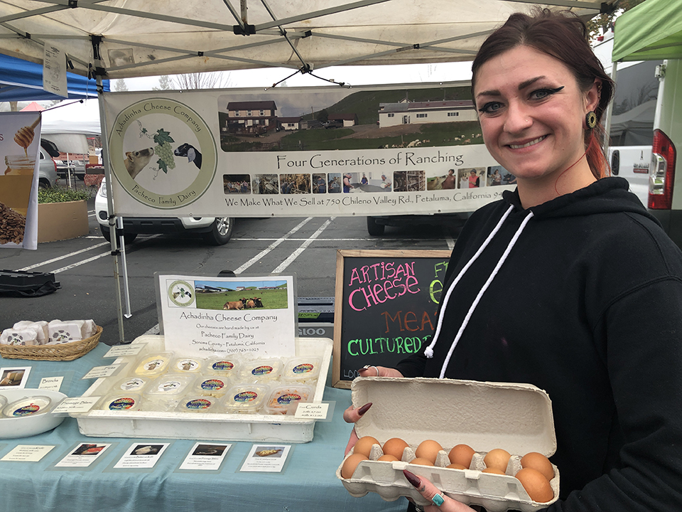 Achadinha Cheese Company's booth at Santa Rosa Community Farmers' Market on Farmers Lane